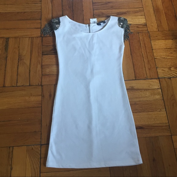 Better B. Ivory Bodycon Dress Decorative Shoulders - Picture 3 of 8